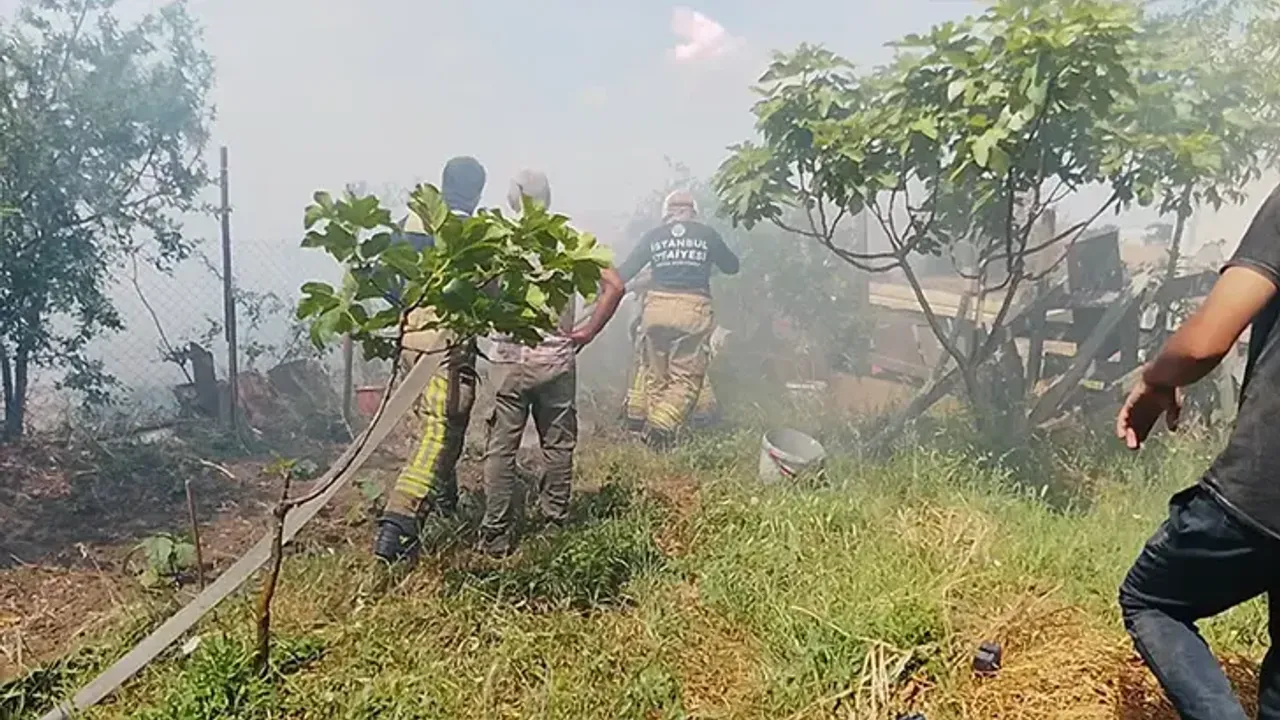 Otlukta çıkan yangın gecekonduya sıçradı